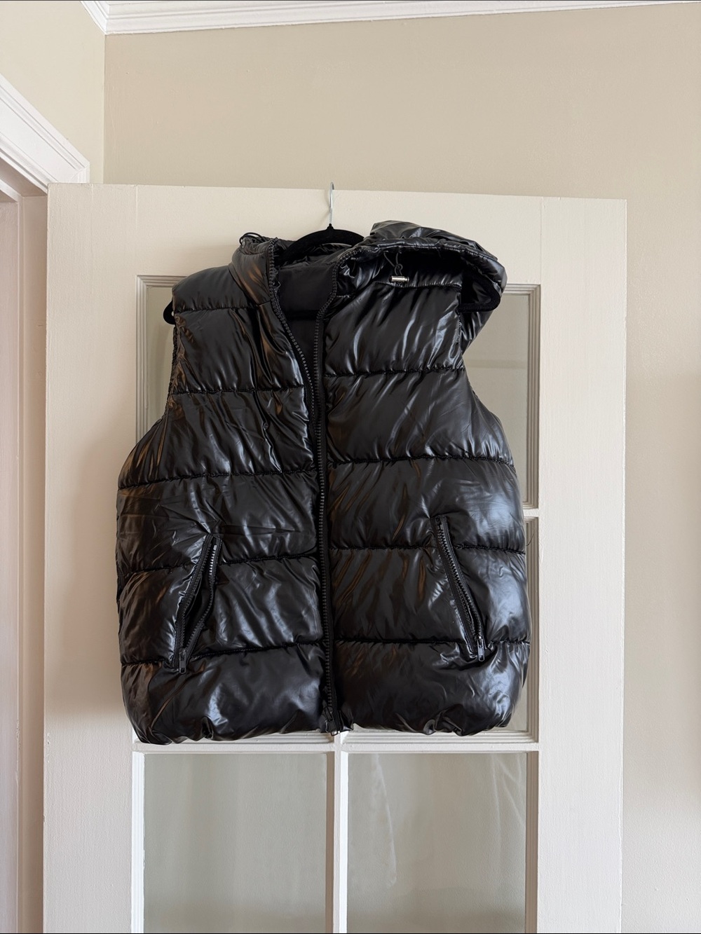 Black Quilted Puffer Vest with Hood